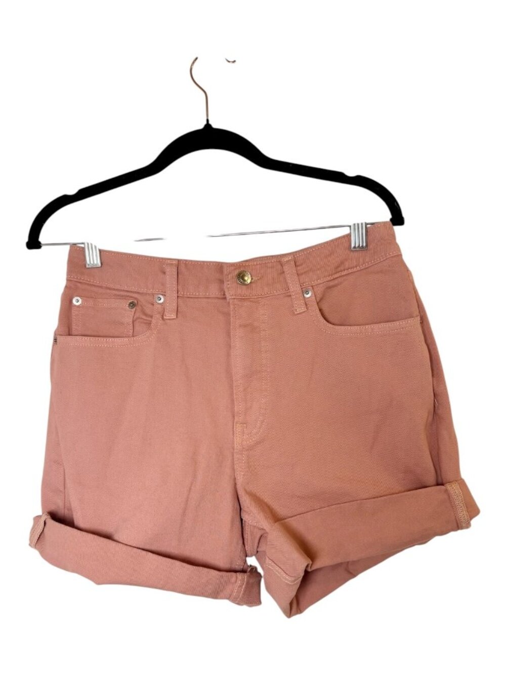 Free Assembly Pink High Rise Cuffed Denim Shorts 4" Inseam Size 8